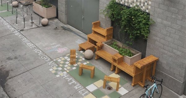 Alley with painted pavement